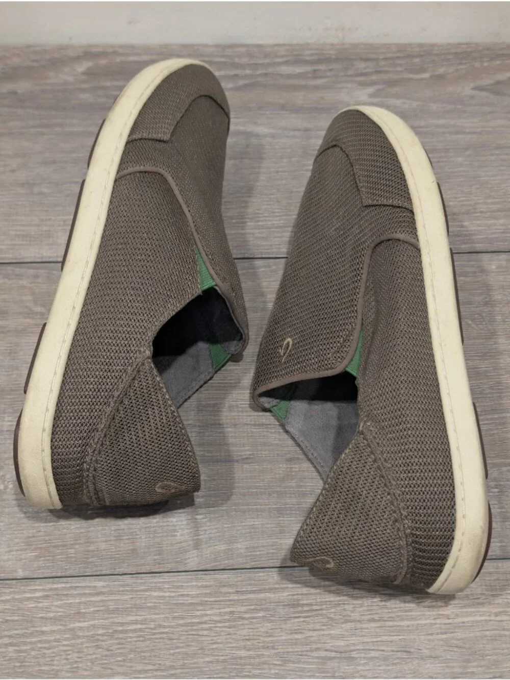 Olukai Nohea Mesh Slip On Shoes Mens Size 12-Mustang Brown/Lime Green Boat Beach